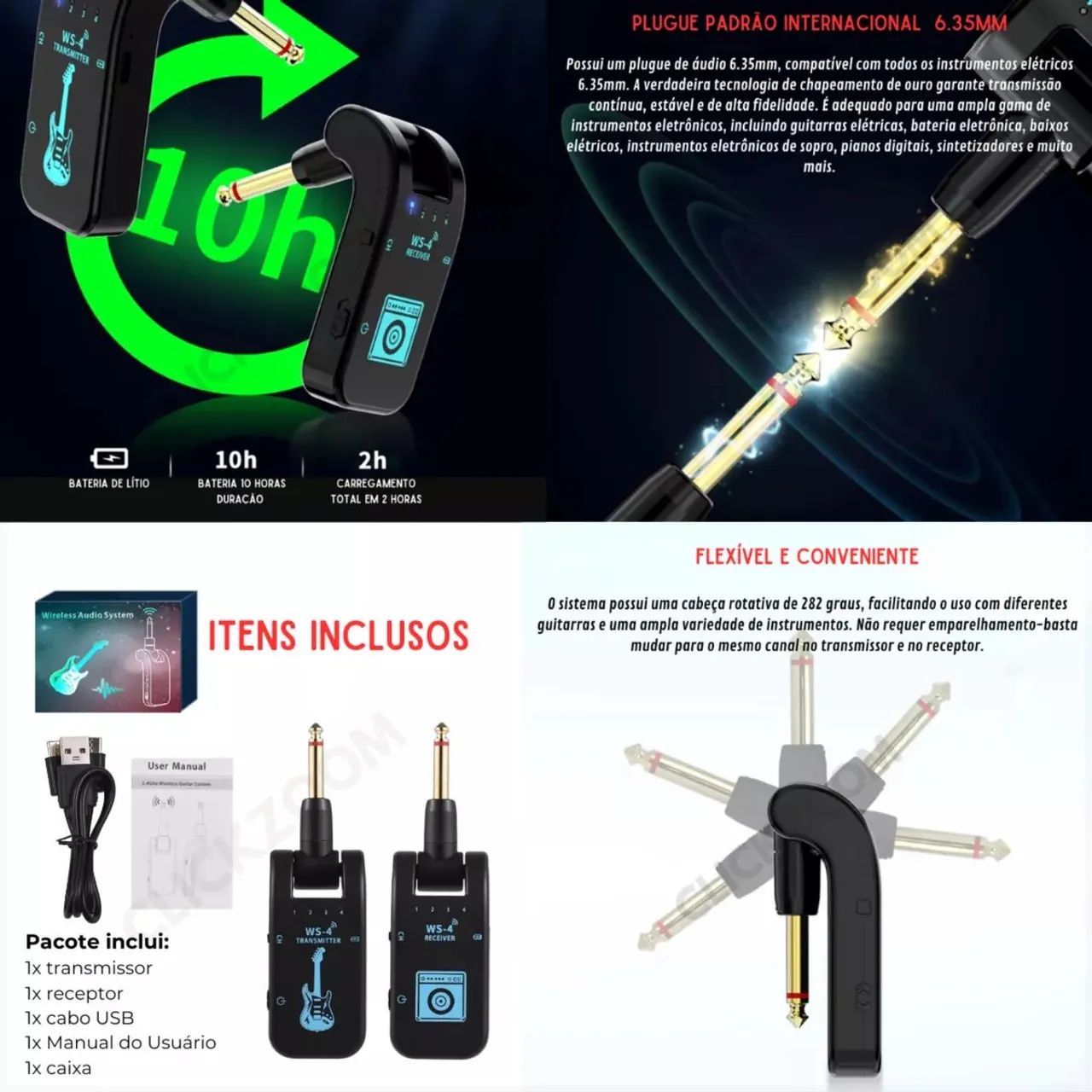 Transmissor Sem Fio 2.4G para Instrumentos Musicais - Foto 6