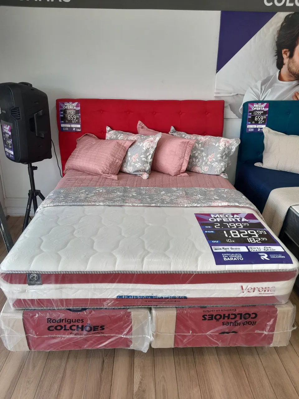 Cama Verona com Colchão e Base Rodrigues Colchões