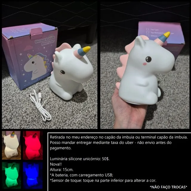Luminária silicone unicórnio nova