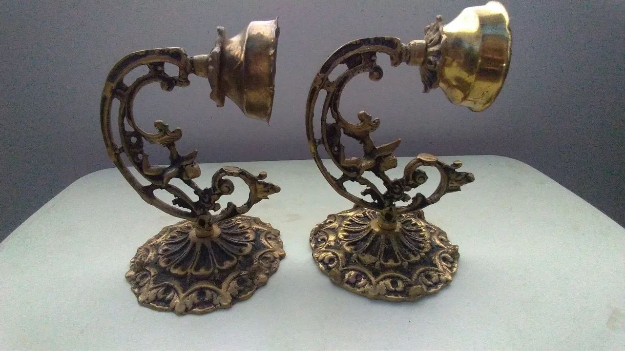 Base  arandelas  metal fundido antigas  - Foto 3