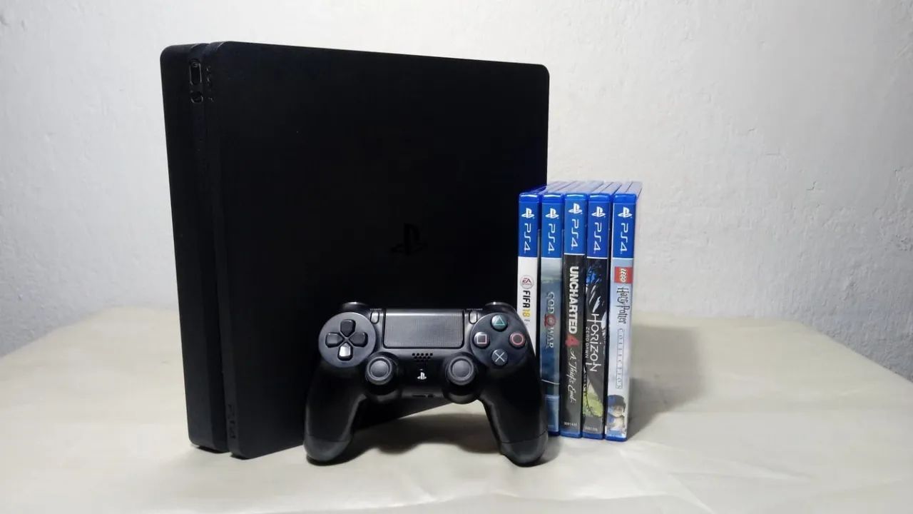 Kit Bundle Playstation 4 Slim 500gb Jetblack Cuh-2015a + 1 Controle + 5 Jogos - Foto 5