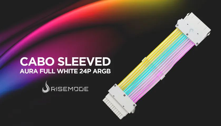 Cabo Extensor Fonte Sleeved Rise Mode White ARGB para Placa Mãe 24P - WZetta - Foto 5