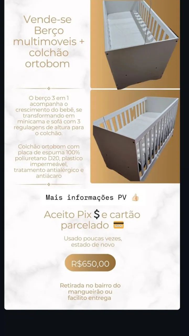 Berço com colchão ortobom