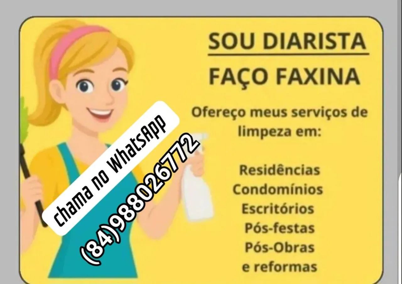 Estou disponível para trabalho de babá, diarista e cuidadora de idosos 