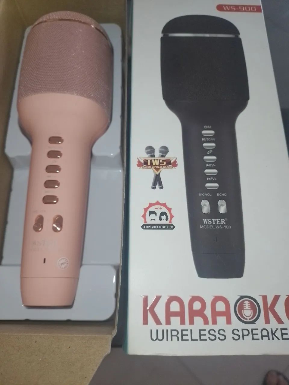 Microfone Karaokê Wireless WSTER WS-900