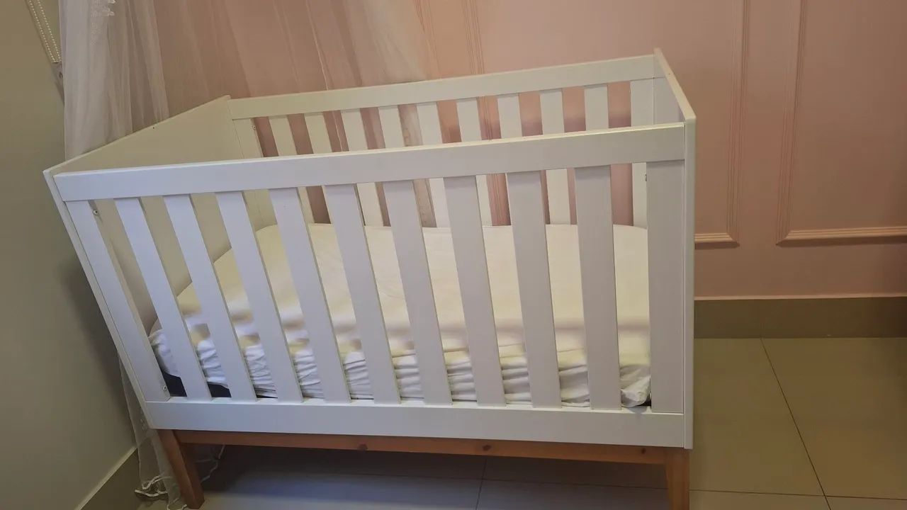 Berço Infantil Branco com Colchão - Foto 5