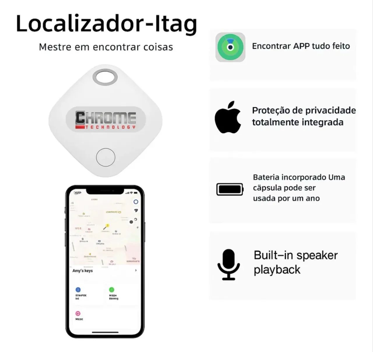 Mini Localizador Rastreador Smart Tag Compatível Com iPhone Apple  - Foto 5