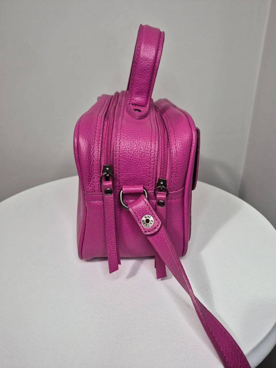 Bolsa bau rosa couro - Foto 2