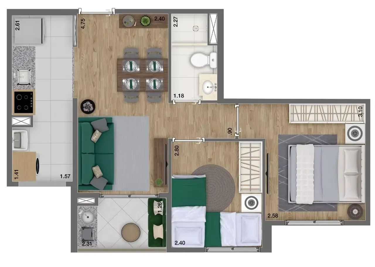 PLANTA 47m²