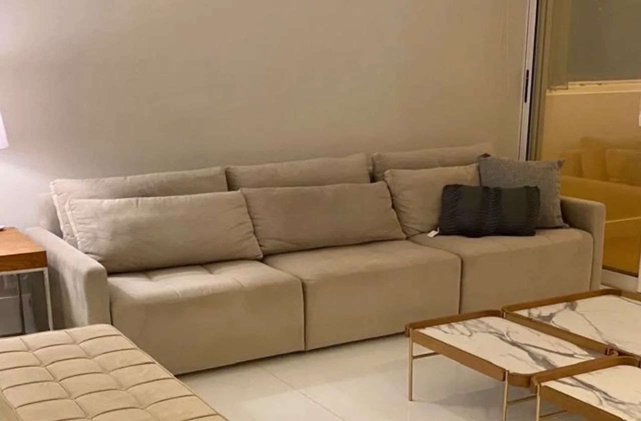 Sofá Modular 3 Módulos 3m - Suede Marrom-Claro - Fixo