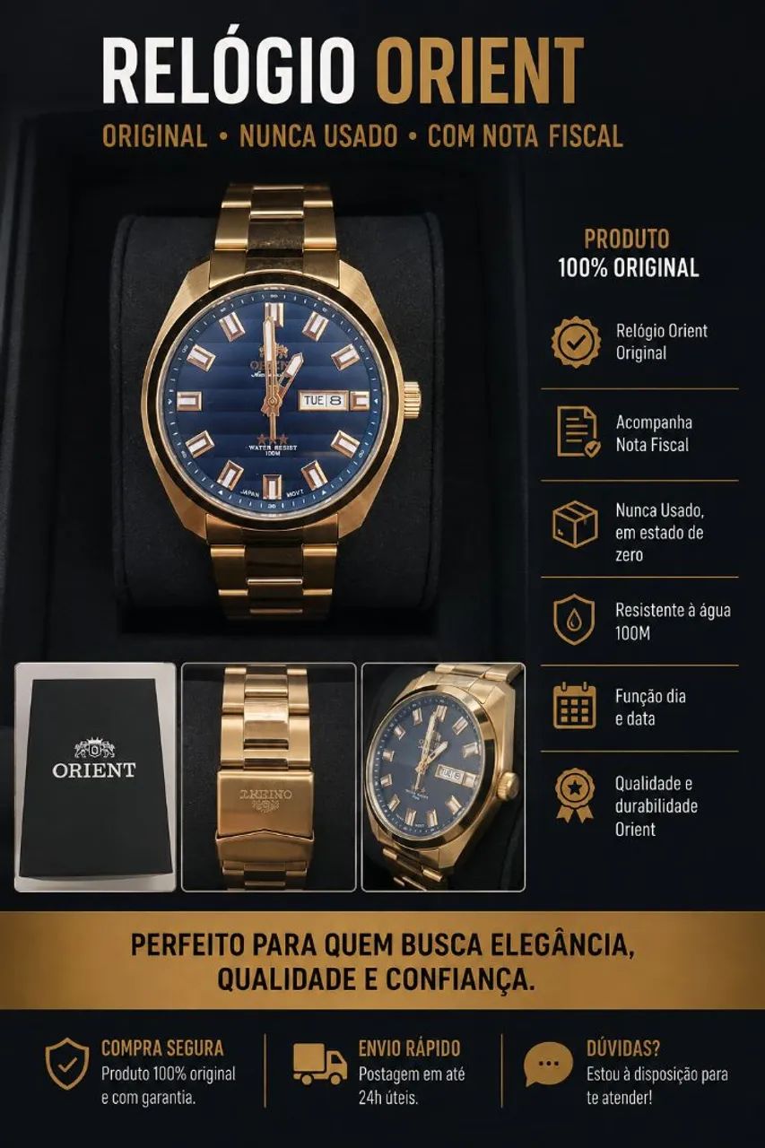RELOGIO ORIENTE ORIGINAL COM NOTA FISCAL NUNCA USADO