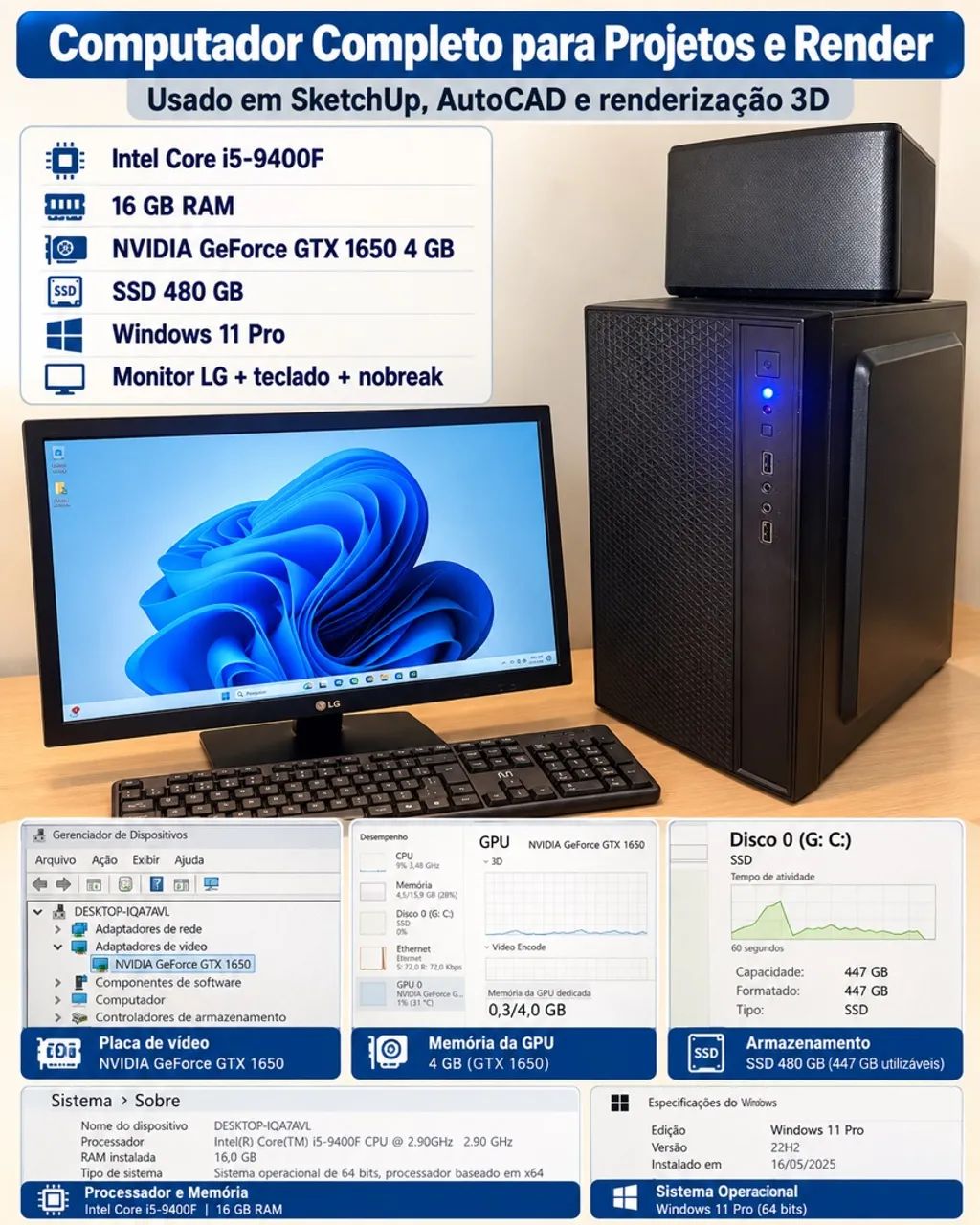 Computador completo para Projetos e Render