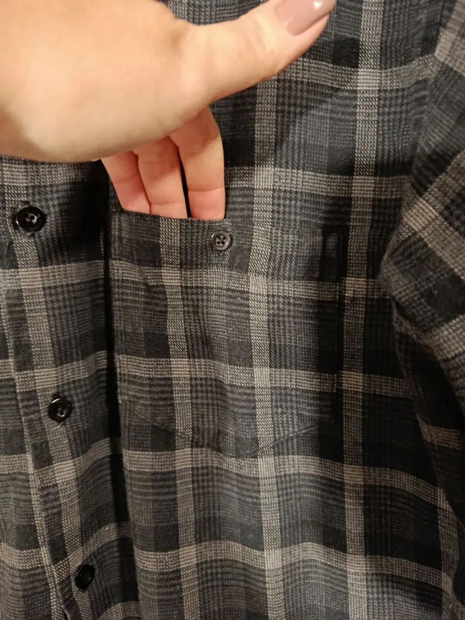 Camisa xadrez flanelada cinza 40 - Foto 2
