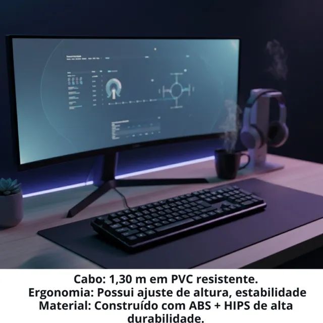 Teclado USB Padrão ABNT2 Brasileiro para PC e Notebook - Digitação Macia - Foto 4