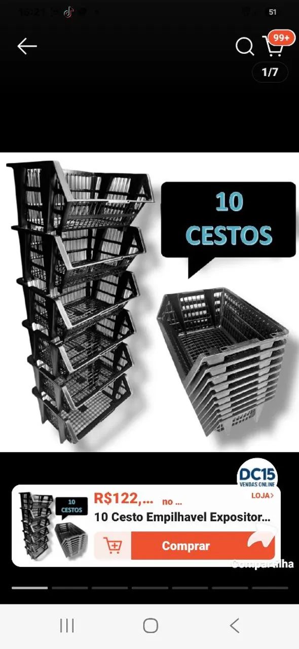 10 CESTOS EMPILHÁVEIS EXPOSITOR  - Foto 2