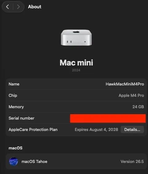 Mac Mini M4 Pro - 24GB RAM, 512GB Armazenamento - Apple Care até Mac Mini M4 Pro - 24GB RAM, 512GB Armazenamento - Apple Care até