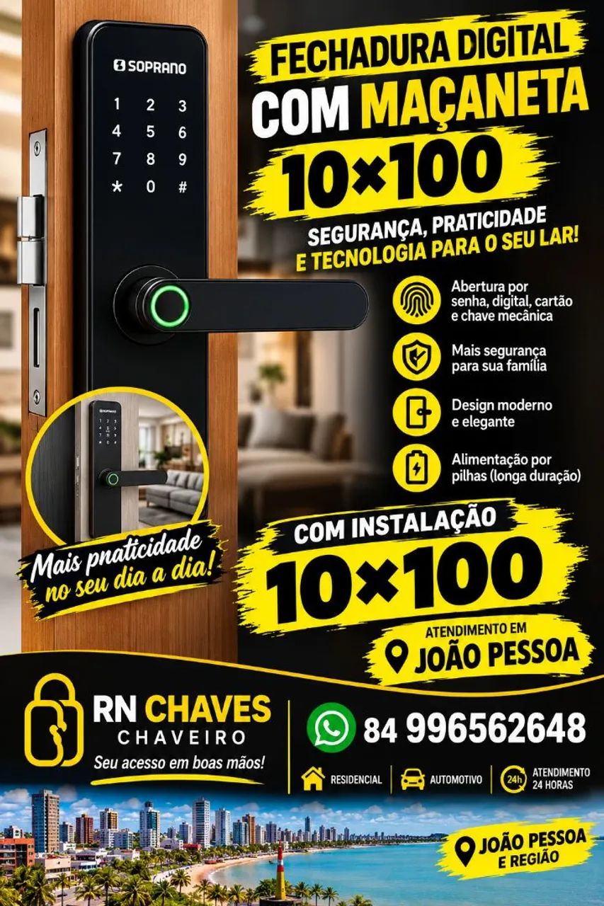 Fechadura digital com instalação 