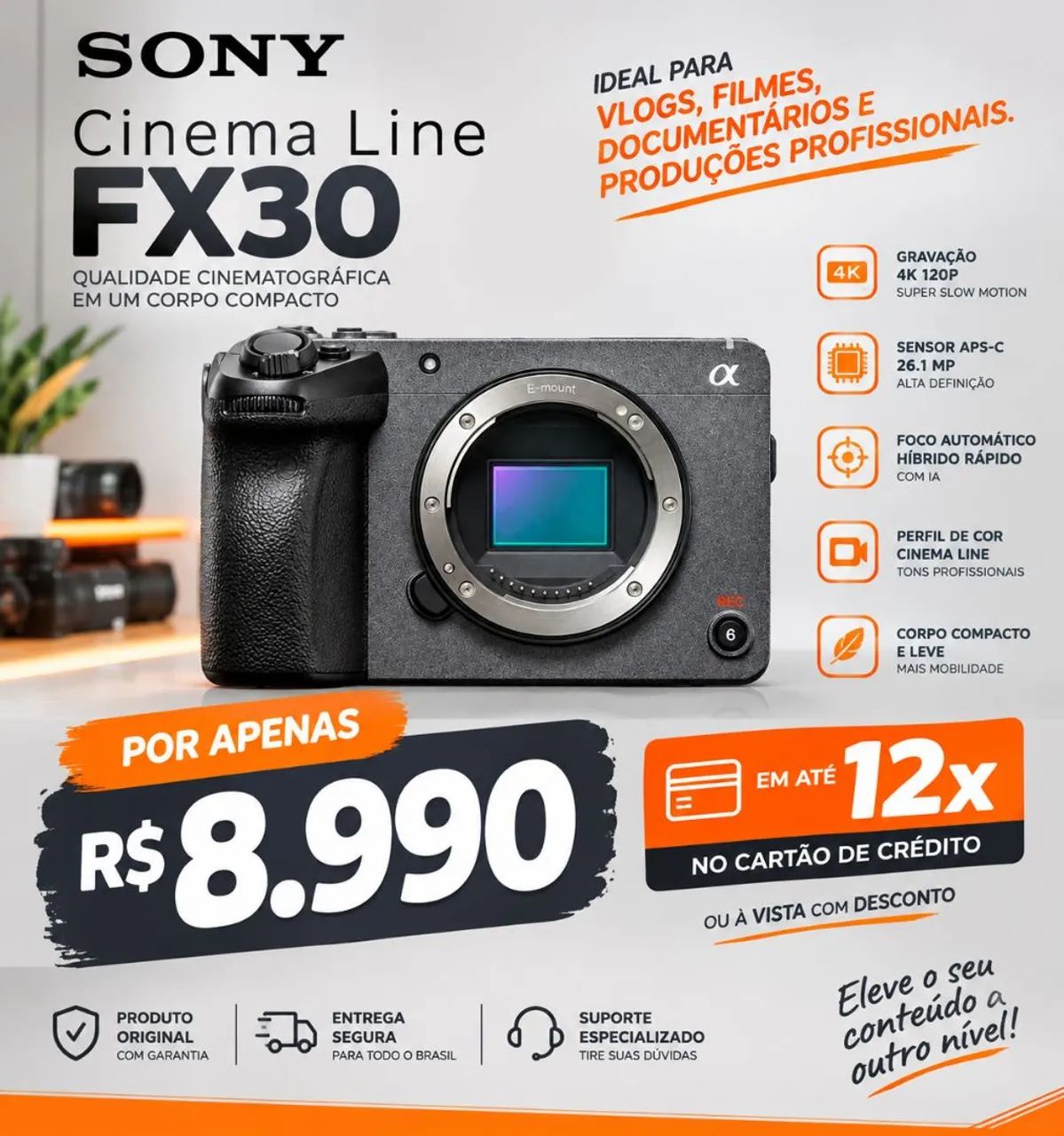 Câmera Sony FX30 lacrada 