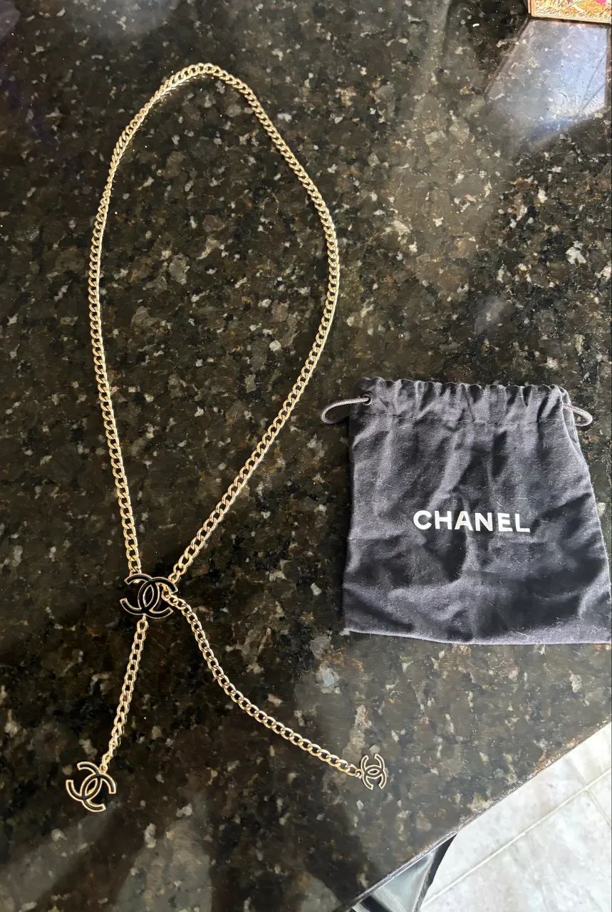 Cinto Chanel Triple Chain Dourado - 3 logos CC - Original - Foto 4
