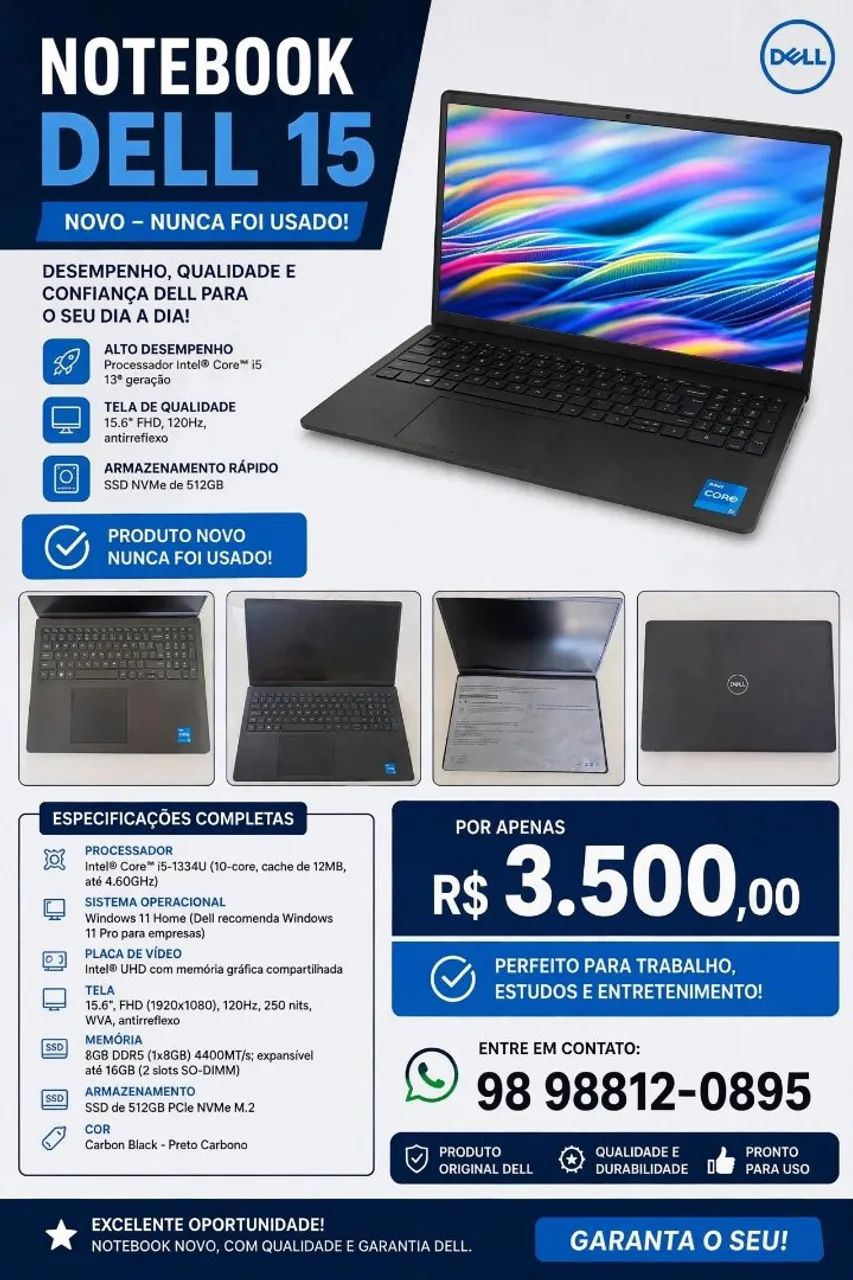 Notebook Dell 15 Novo