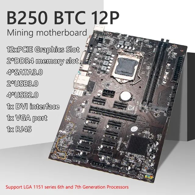 Placa-mãe B250 Mineração Criptomoedas B250 Btc 1151 Completa - Foto 3
