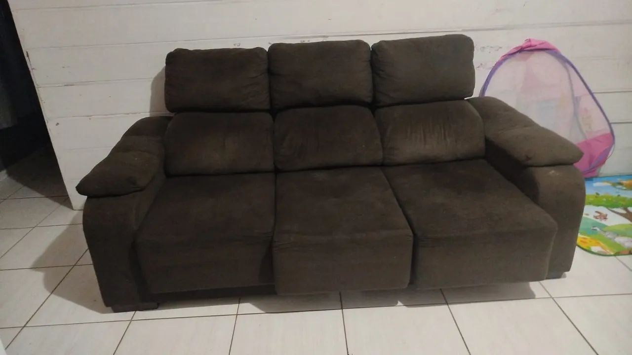 Sofá retrátil 3 lugares grande 