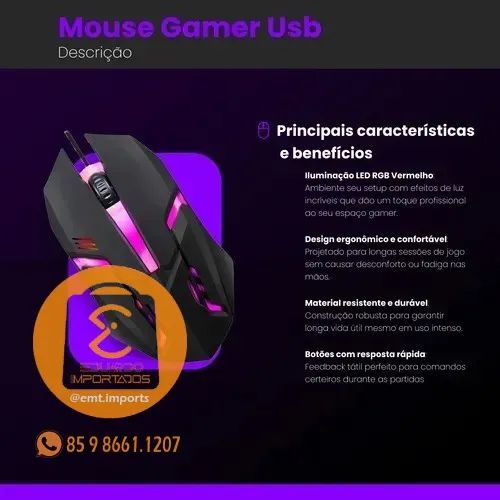 Mouse Gamer Com Led RGB 1200DPI Lehmox LEY-206 - Foto 2