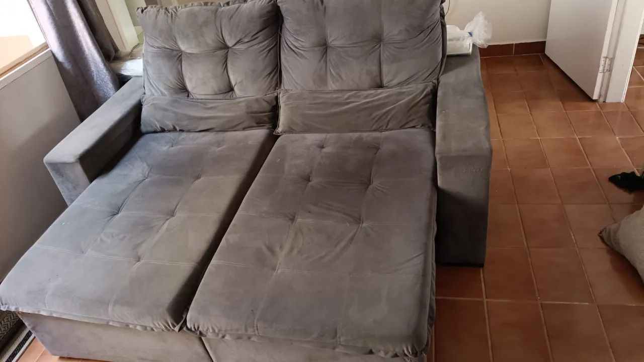 Sofá Retrátil e Reclinável 2 Lugares Cinza - Foto 2