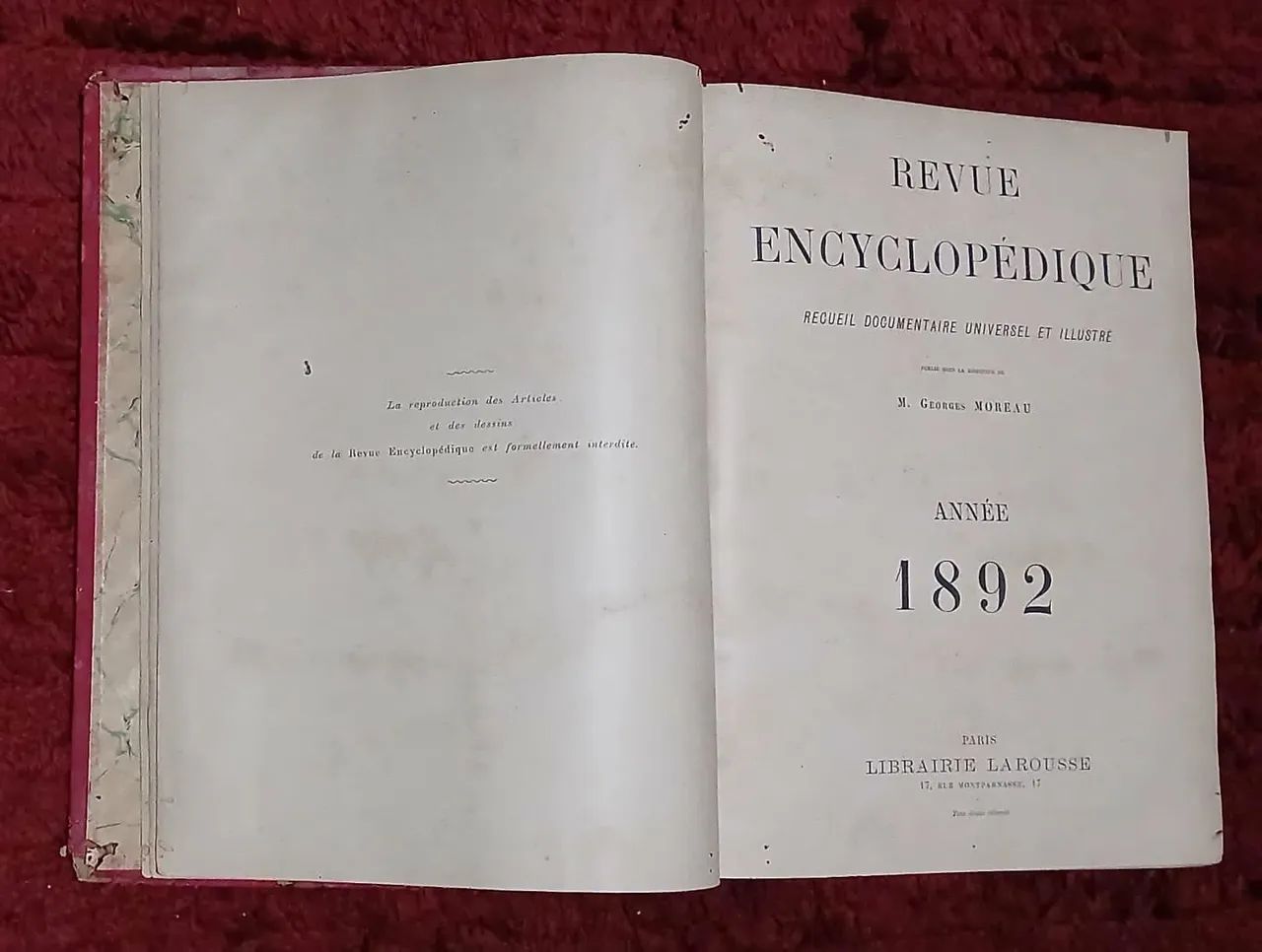 REVUE ENCYCLOPEDIQUE /1892 - Foto 3