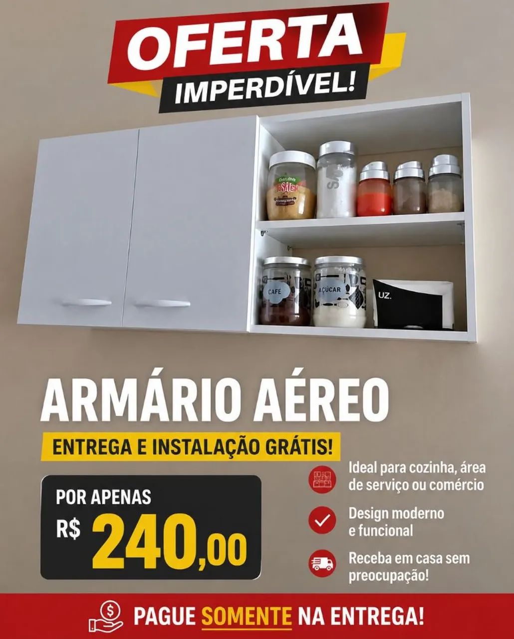 Armário aéreo de 2 portas