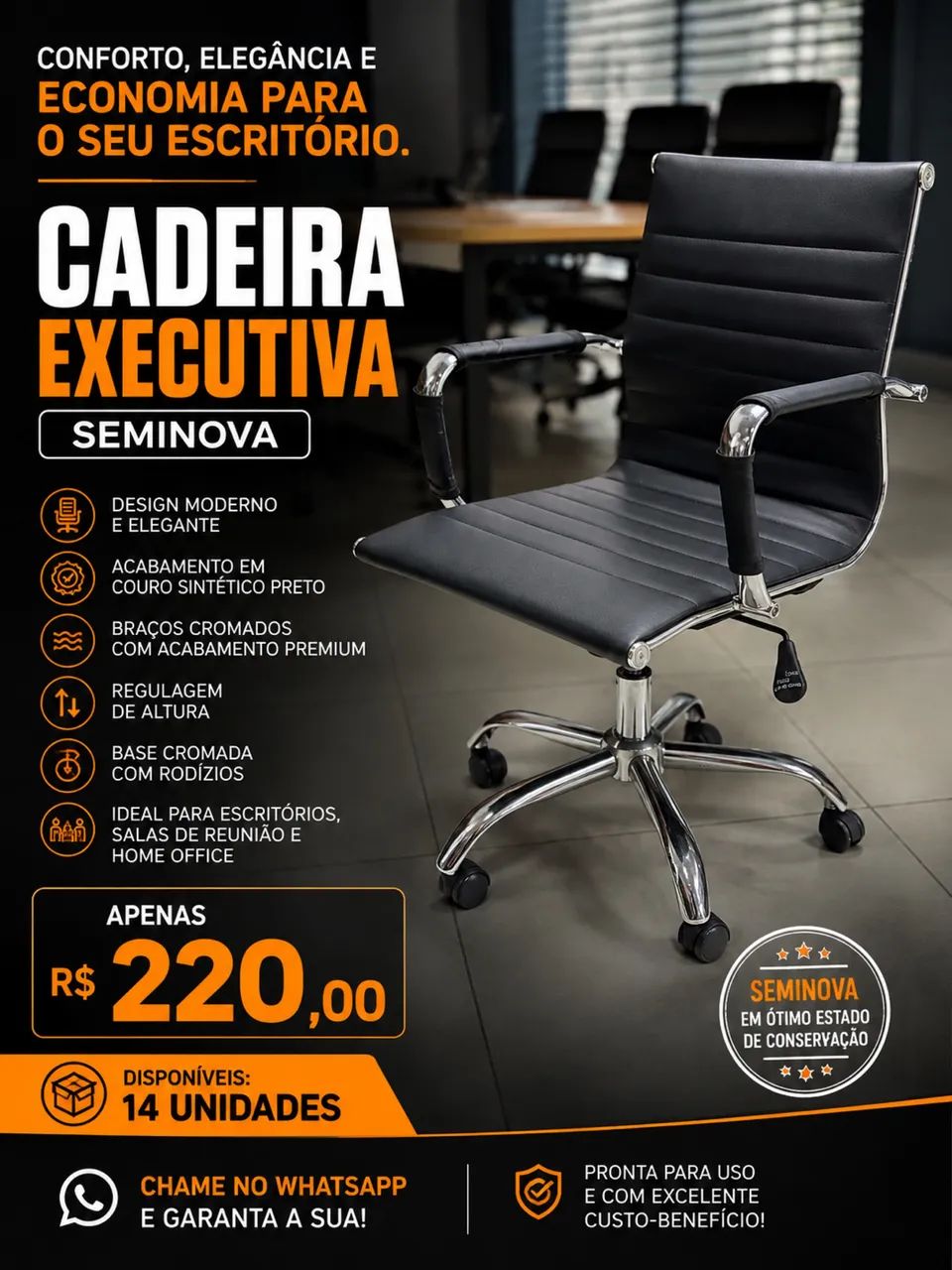 Cadeira Executiva seminova - Foto 3