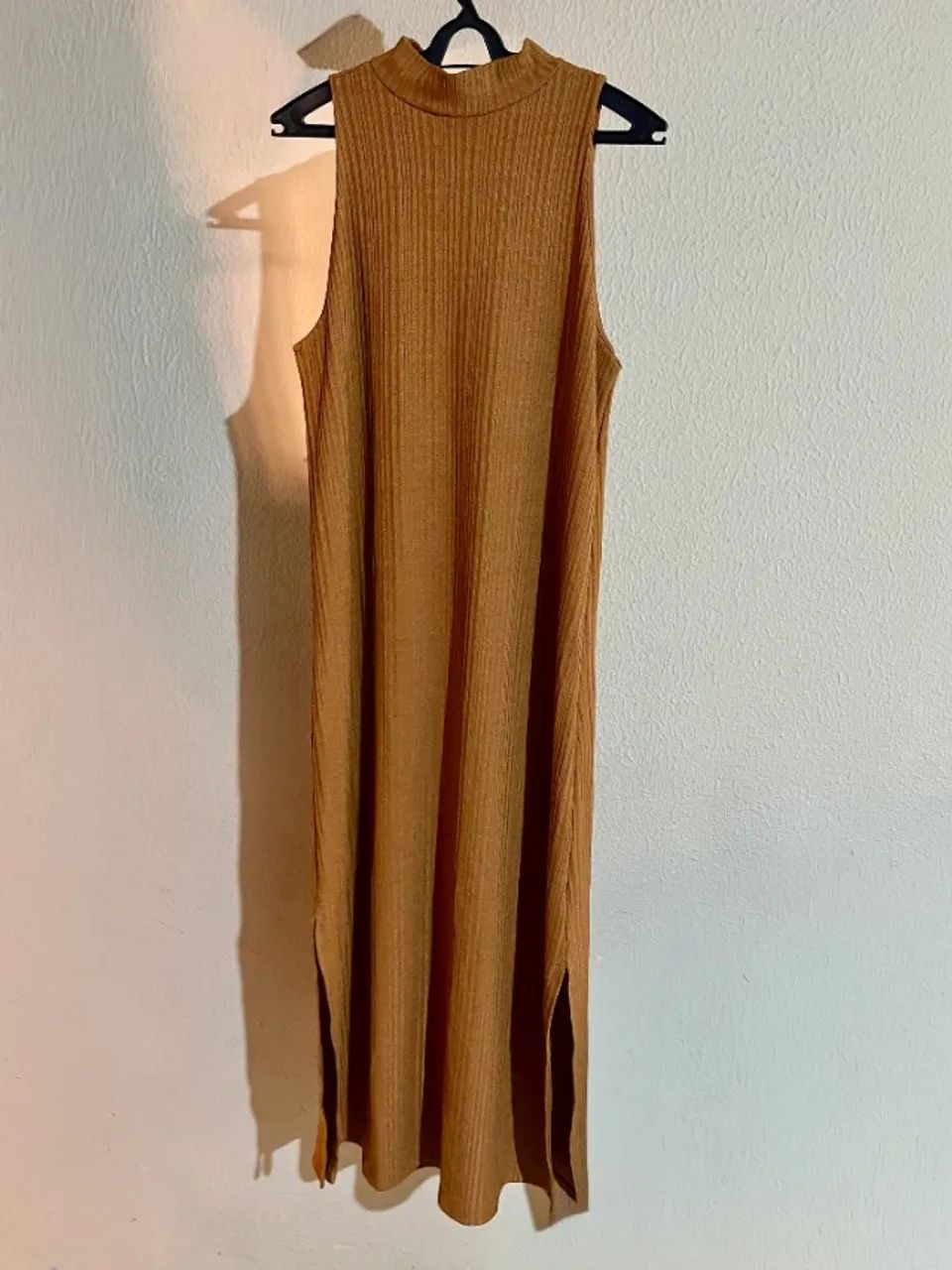 Vestido Midi Marrom/Caramelo Canelado - Foto 4