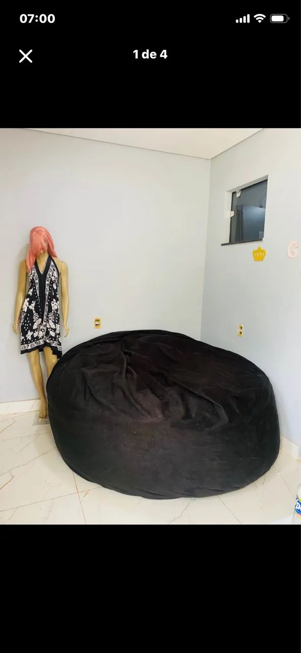 Puf gigante preto cheio 35kg.  - Foto 2