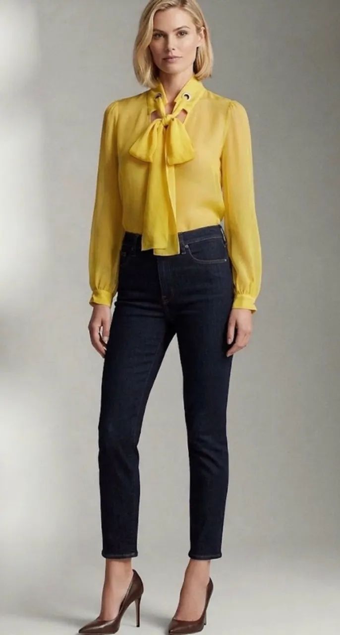 blusa seda animale amarela - Foto 2