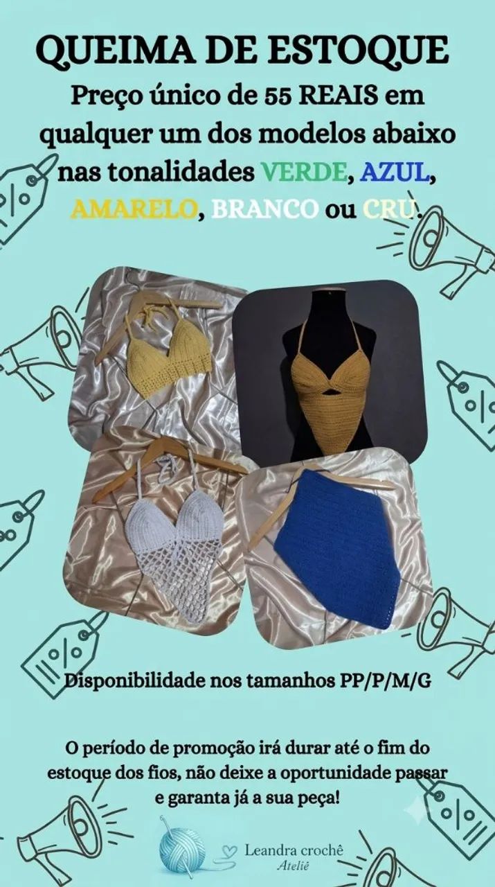 Cropped de crochê 55 reais 