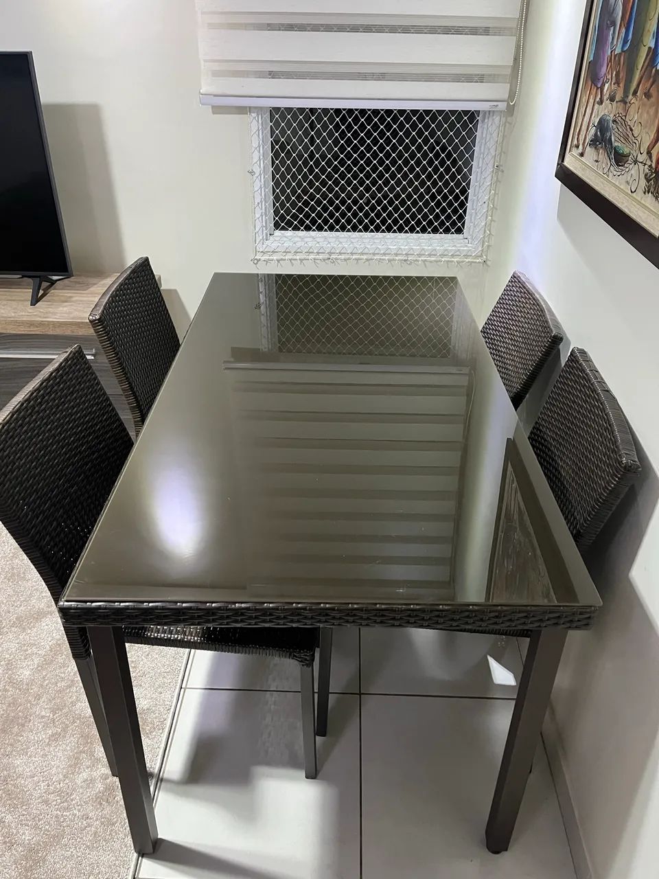 Mesa retangular com tampo de vidro, 90x145x75 (altura) - Foto 4