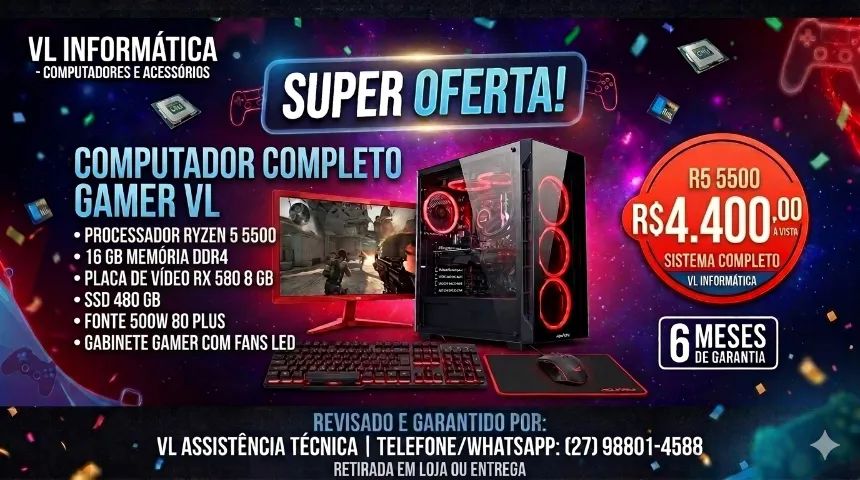 Ryzen 5 5500 com RX580 8gb