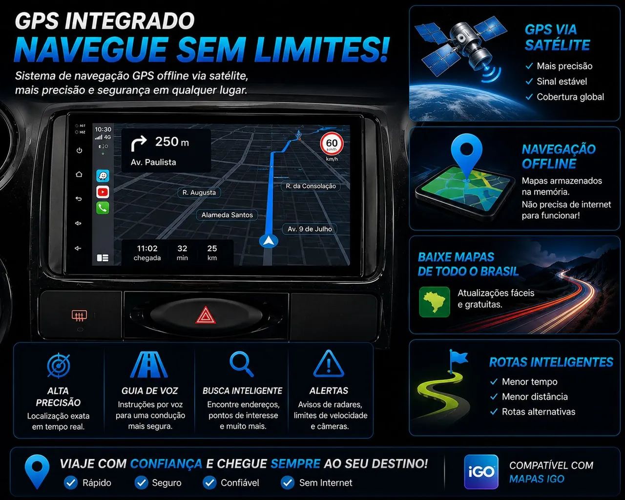 Kit multimídia Android Etios 4 / 64 GB carplay e Android auto GPS wi-fi  - Foto 3