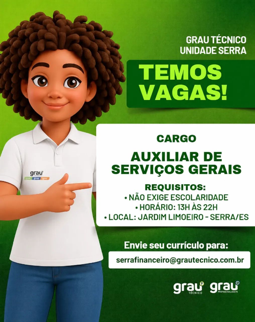 VAGA PARA AUXILIAR DE SERVIÇOS GERAIS