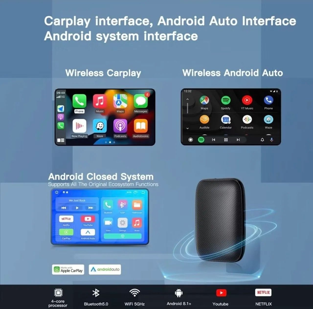 Adaptador SEM FIO - Carplay e Android Auto  - Foto 2