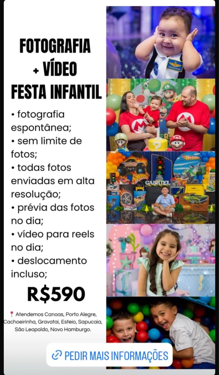 Cobertura fotográfica festa infantil 