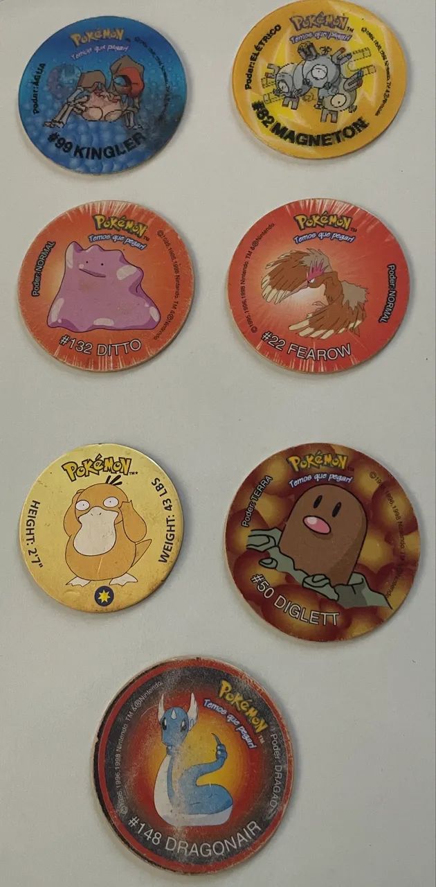 Lote 7 Tazos Pokémon Elma Chips - Dragonair #148 e Ditto #132 - Foto 3