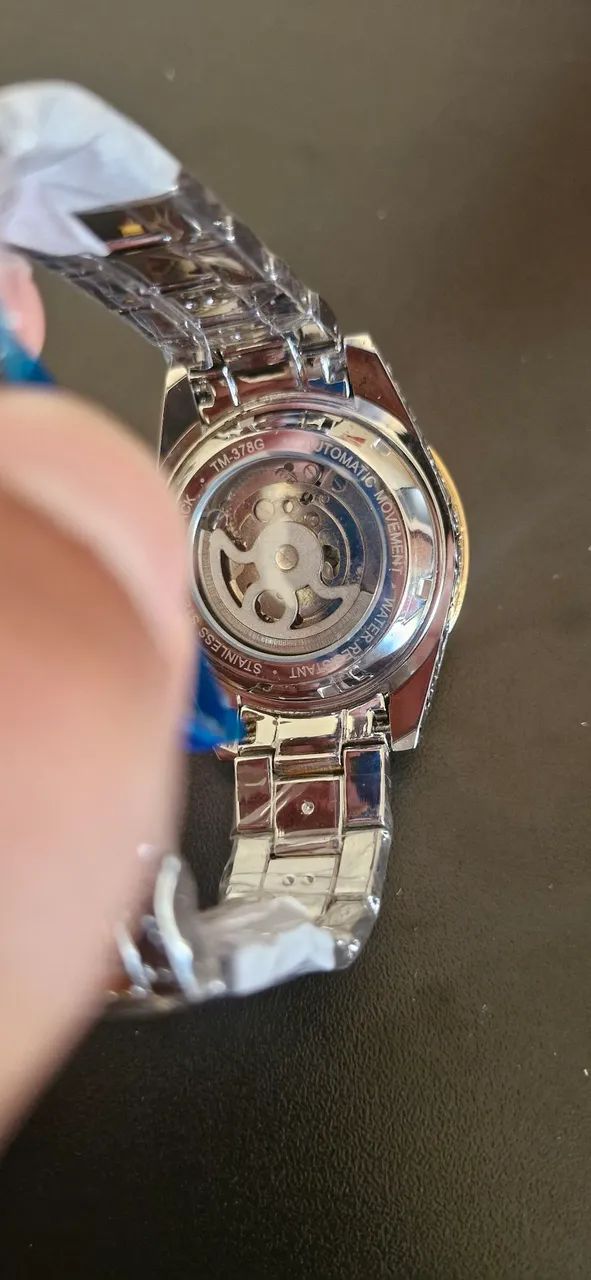Relogio automático top, dourado - Foto 3