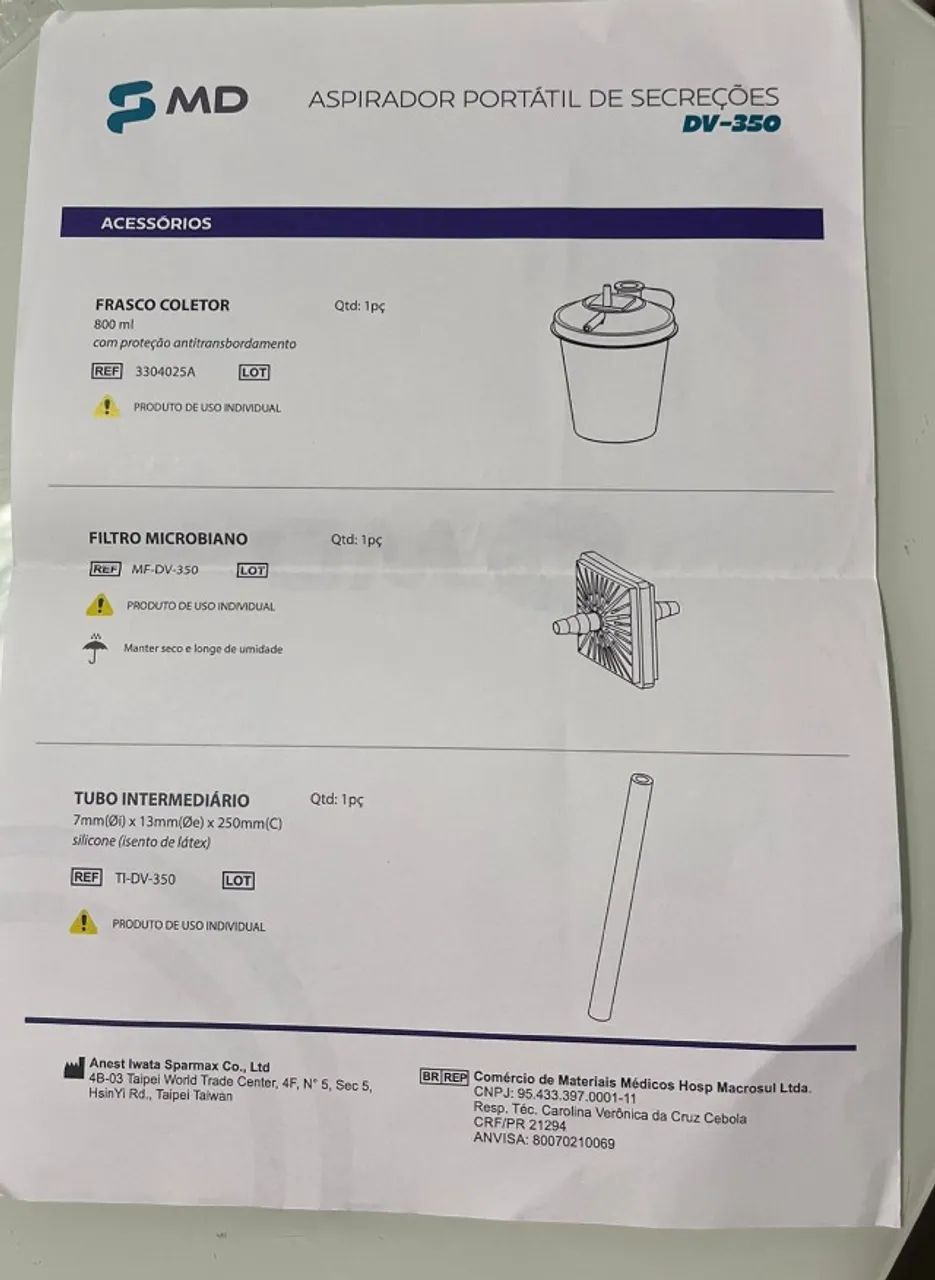 aspirador de secreções portátil a bateria DV-350 - Foto 3