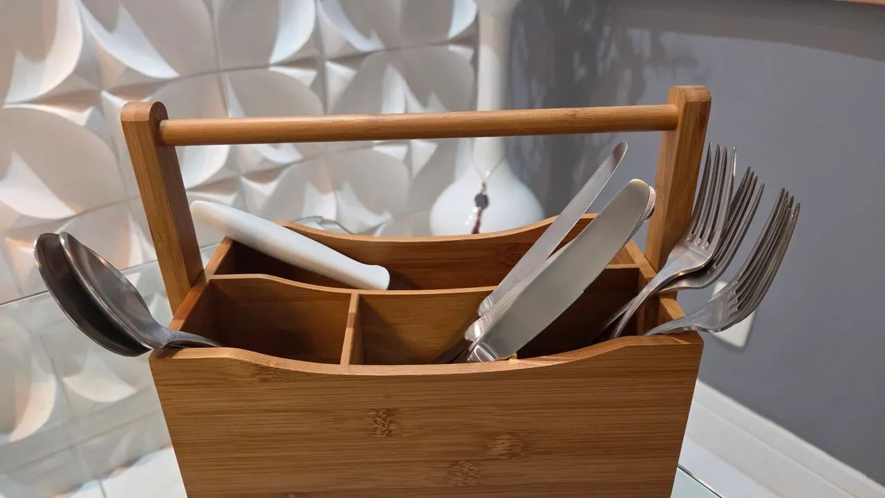 ORGANIZADOR BAMBU MULTIUSO COM ALÇA - NOVO - Foto 4