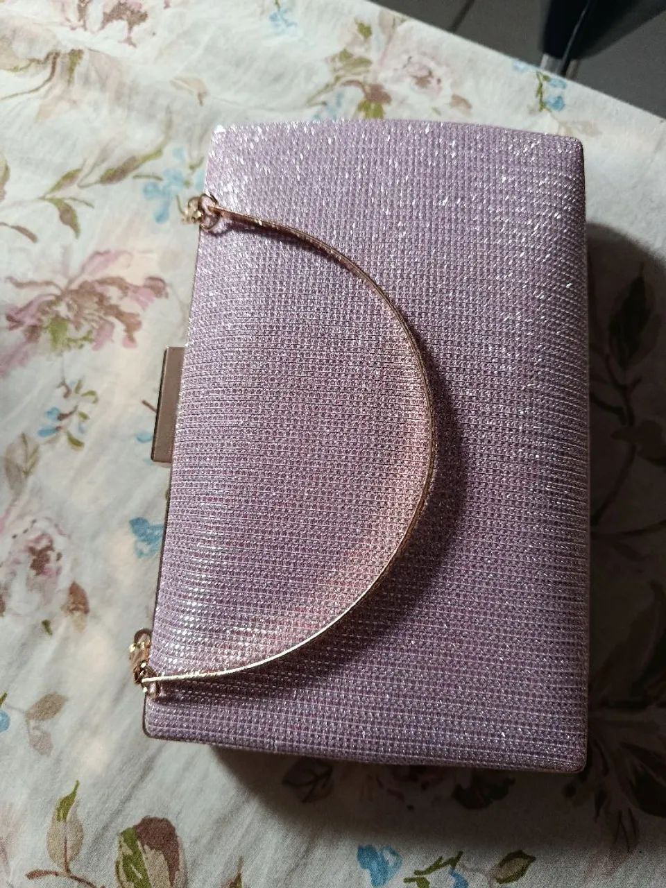 Clutch rosa com brilho - Foto 3