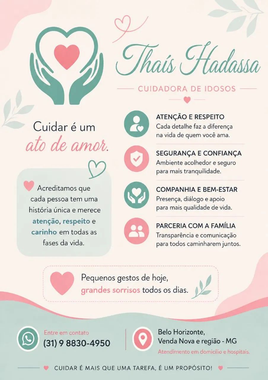 Cuidadora de idosos e acompanhante hospitalar 