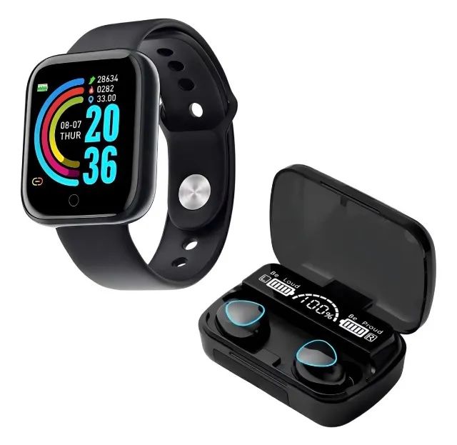 relogio Smart Digital AXEL ECOM Smartwatch inteligente masculino/feminino Cor Preto + Fone