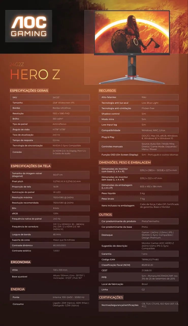 Monitor AOC 23" 240hz - Foto 3
