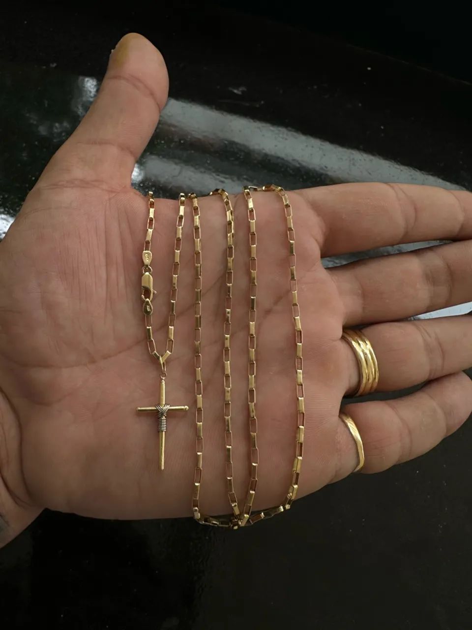 Corrente e  Pigente em ouro 18k 